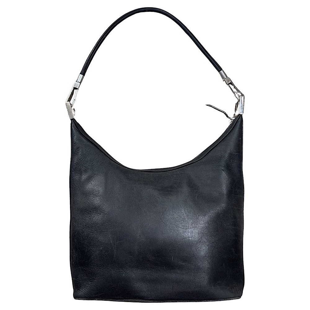 GUCCI 1997 TOM FORD ERA Smooth Black Calfskin Leather Hobo 3814‎ w/ GG DustBag